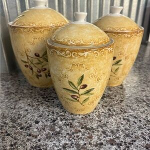 222 Fifth Olive Design Canister Set in Warm Tan